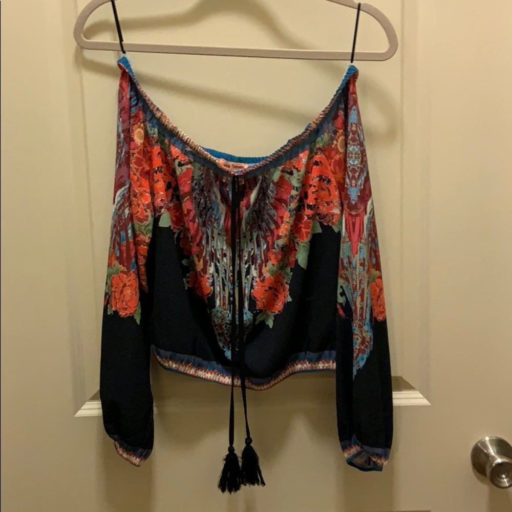 Off the shoulder print boho top